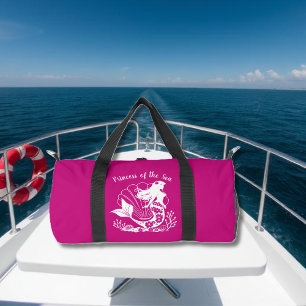 Bolso De Deporte Pequeño Princesa de sirena hawaiana de rosa marino