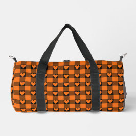Bolso De Deporte Pequeño Pumpkin Orange Black Buffalo Heart Plaid