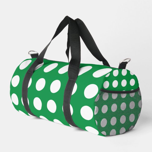 Bolso De Deporte Pequeño Punto de Polka Blanco Verde (Esquina derecha)