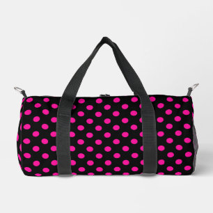 Bolso De Deporte Pequeño PUNTOS rosados de polka de fondo negro