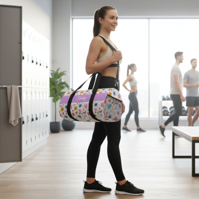 Bolso De Deporte Pequeño Purple Blue Pink Boho Wildflower Personalized  (Subido por el creador)