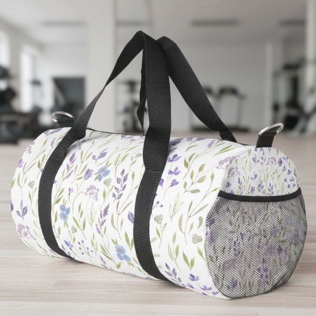 Bolso De Deporte Pequeño Purple Blue Wildflower (elegant pretty purple blue wildflower floral pattern duffel bag)