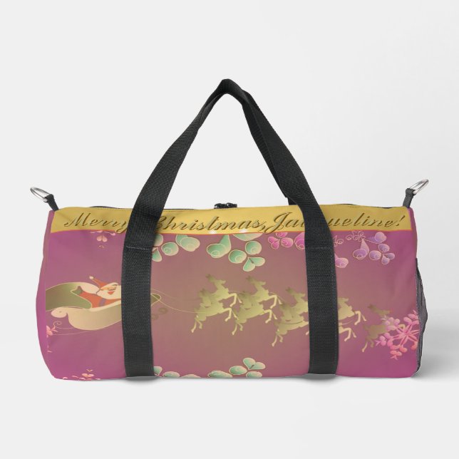 Bolso De Deporte Pequeño Púrpura reno de Santa (Anverso)