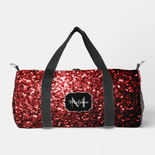 Bolso De Deporte Pequeño Purpurina de imitación rojo oscuro enciende Monogr