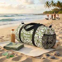 Bolso De Deporte Pequeño Rama de Olivo Nombre Monograma Verde Salvia