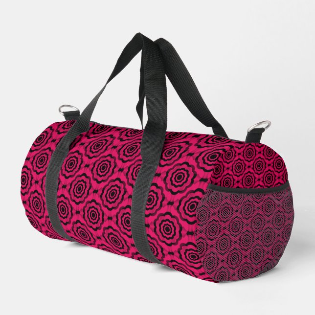 Bolso De Deporte Pequeño Raspberry Black Flower Seless Pattern (Esquina derecha)