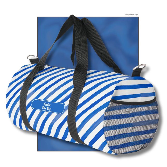 Bolso De Deporte Pequeño Rayas Azules sobre Blanco y Texto (Subido por el creador)