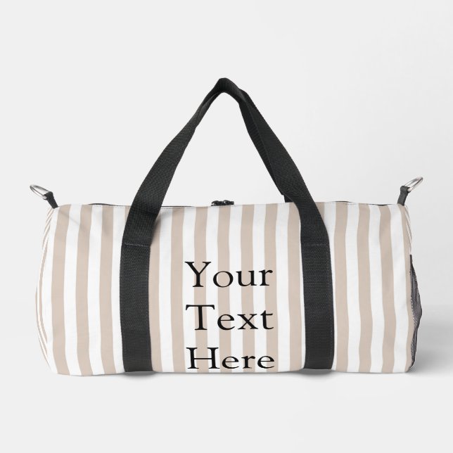 Bolso De Deporte Pequeño Rayas blancas y almendra (Anverso)