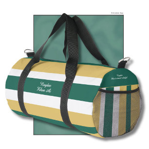 Bolso De Deporte Pequeño Rayas de armonía Líneas Verde Oro Blanco