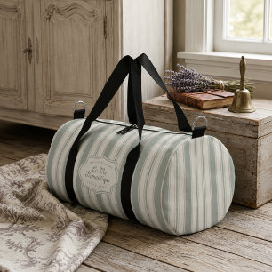 Bolso De Deporte Pequeño Rayas de Campo Francés de Salvia Silenciada Rúst