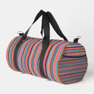 Bolso De Deporte Pequeño Rayas horizontales retro de terracota rosa azul