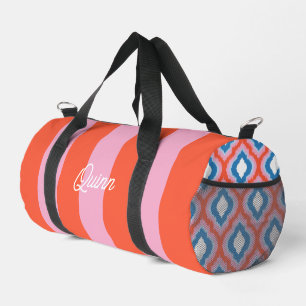 Bolso De Deporte Pequeño Rayas Negras y Rojas en Negrita Monogramadas