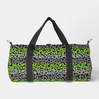 Bolso De Deporte Pequeño Rayas pixeladas digitales de color gris verde negr