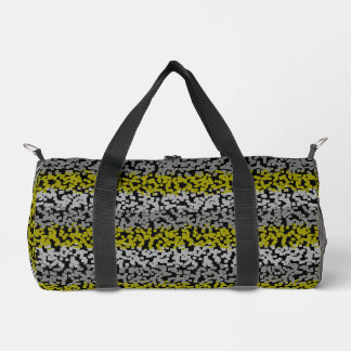 Bolso De Deporte Pequeño Rayas pixeladas digitales negras de color verde ol
