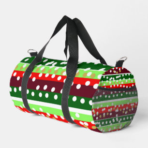 Bolso De Deporte Pequeño Rayas rojas y verdes Lunares Navidad