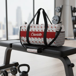 Bolso De Deporte Pequeño Red Black Modern Hearts Retro Monogram Name