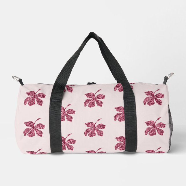 Bolso De Deporte Pequeño Red Hibiscus Floral Pattern  (Anverso)