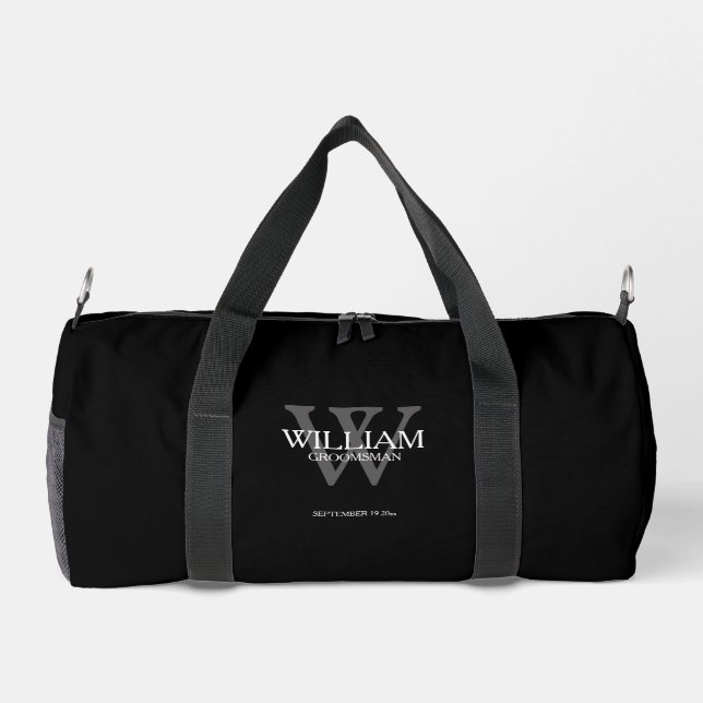 Bolso De Deporte Pequeño Regalo Groomsman Monograma moderno Nombre de guión (Reverso)
