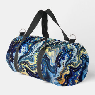 Bolso De Deporte Pequeño Remolinos Vibrantes de Azul y Oro 5