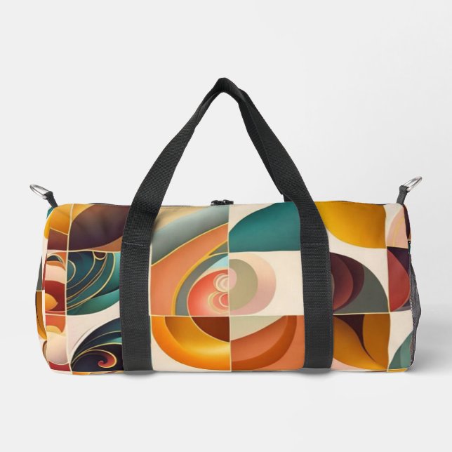 Bolso De Deporte Pequeño Resumen Retro Trendy Squares Collection (Anverso)