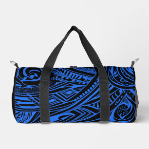 Bolso De Deporte Pequeño Resumen Tribal Negro Y Azul