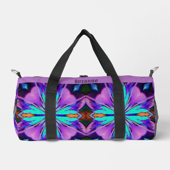 Bolso De Deporte Pequeño Resumen Vibrante Morado Turquesa Personalizado (Anverso)