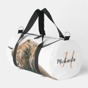 Bolso De Deporte Pequeño Retrato de vaca de Highland nombre personalizado m