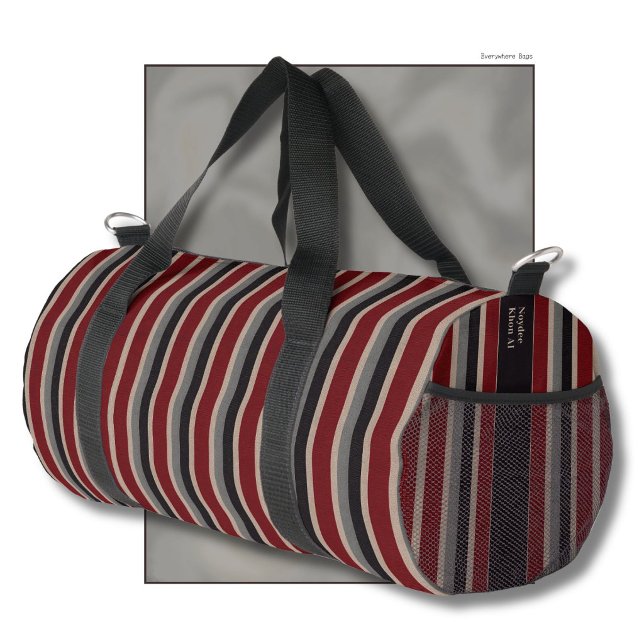 Bolso De Deporte Pequeño Retro Stripes Classic Dark Red Blue Beige (Subido por el creador)