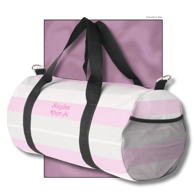 Bolso De Deporte Pequeño Rhythm Stripes Horizontal Lines Grey Pink White (Subido por el creador)