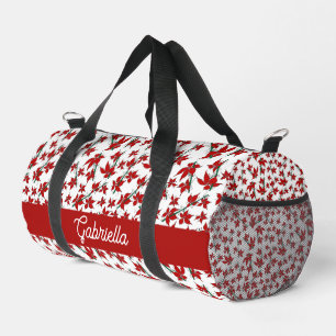 Bolso De Deporte Pequeño rojo floral botánico de Navidad