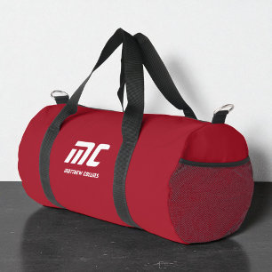 Bolso De Deporte Pequeño Rojo Monograma Minimalista Nombre Blanco Personali