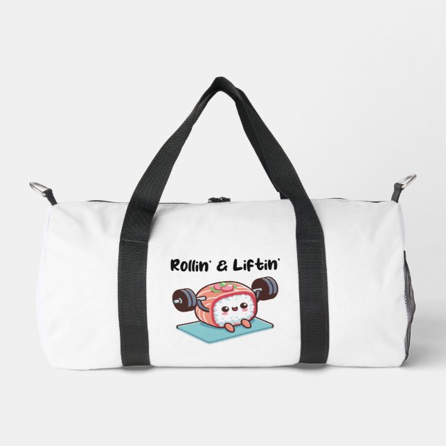 Bolso De Deporte Pequeño Rollo de Sushi Levantando Pesas (Anverso)