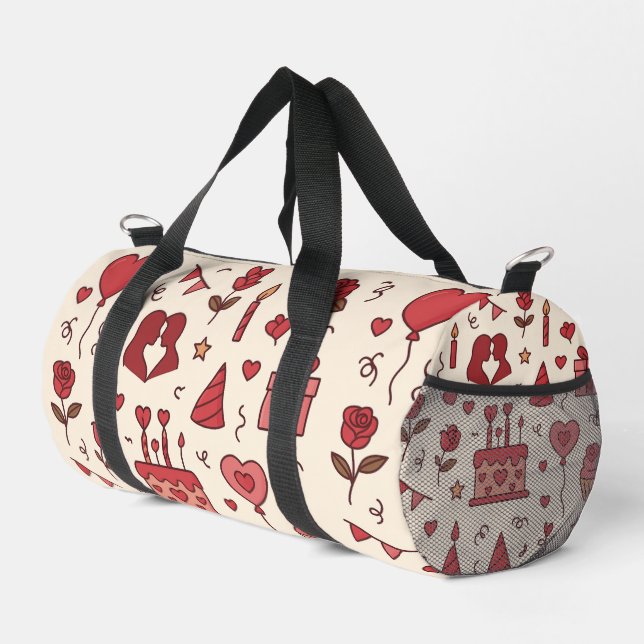 Bolso De Deporte Pequeño Romantic Celebration Doodle Pattern (Esquina derecha)