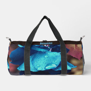 Bolso De Deporte Pequeño Rosa azul gotas de lluvia Flor Arte personalizado