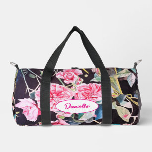 Bolso De Deporte Pequeño Rosa de Col Rojiza Flor Patrón Acuarela Chicas