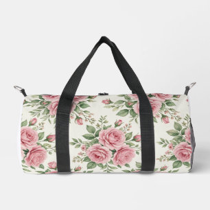 Bolso De Deporte Pequeño Rosas Vintage en Acuarela Rosa Floral Sin Costuras