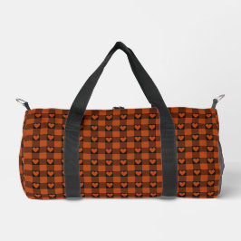 Bolso De Deporte Pequeño Rust Red Black Buffalo Heart Plaid