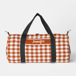 Bolso De Deporte Pequeño Rust Red Plaid Gingham Personalized