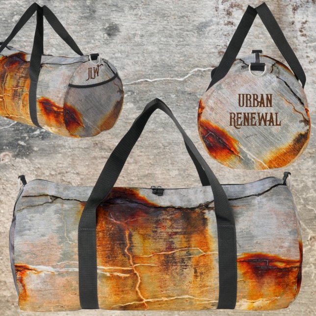 Bolso De Deporte Pequeño Rusty Gray Burn Naranja Urban Grunge Industrial (Subido por el creador)