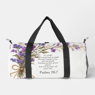 Bolso De Deporte Pequeño Salmo 28:7 Versículo Bíblico, Arte Floral Lila Púr