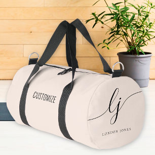 Bolso De Deporte Pequeño Script de caligrafía rosada monograma moderno Rubo