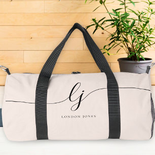 Bolso De Deporte Pequeño Script de caligrafía rosada monograma moderno Rubo