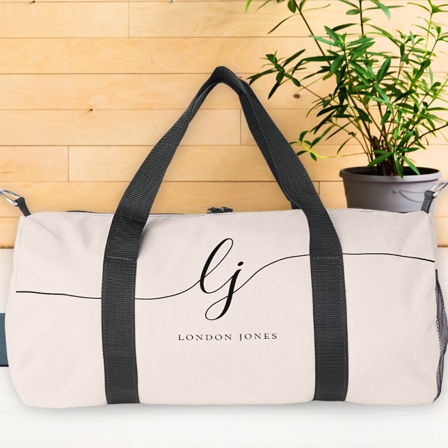 Bolso De Deporte Pequeño Script de caligrafía rosada monograma moderno Rubo (Subido por el creador)