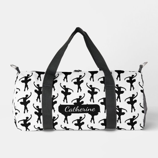 Bolso De Deporte Pequeño Silhouette Ballerina en blanco y negro (Anverso)