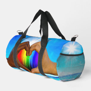 Bolso De Deporte Pequeño SlipperyJoe gradiente de arcoíris vibrante corazón
