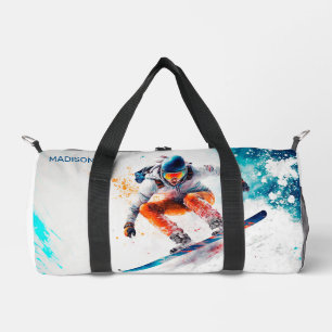 Bolso De Deporte Pequeño Snowboard de texto y nombre personalizado