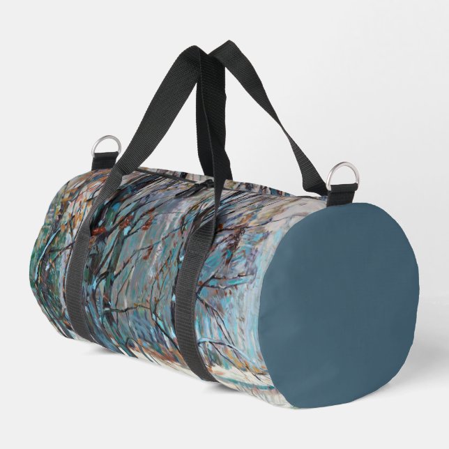 Bolso De Deporte Pequeño Snowy Blue Gray Winter Nature Scene (Esquina izquierda)