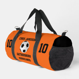 Bolso De Deporte Pequeño Soccer Team Coach Player Orange Black Personalized