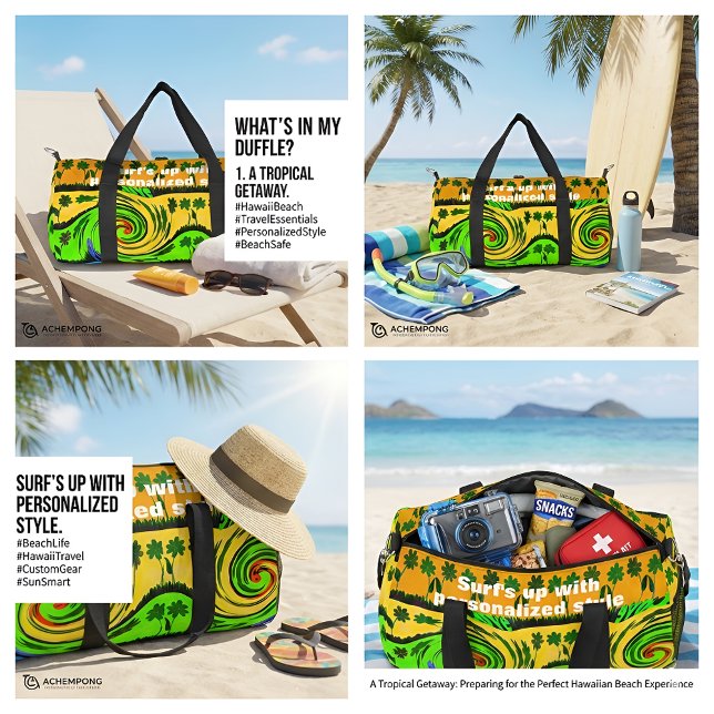 Bolso De Deporte Pequeño Sol, mar y surf: Amo el surf (Surf's up with personalized style! Your ultimate guide to packing for a perfect Hawaiian beach getaw)