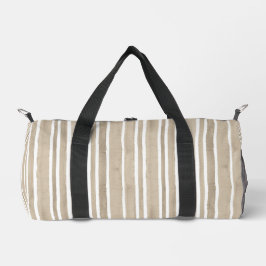 Bolso De Deporte Pequeño Stylish Taupe Hand Painted Striped Yoga Exercise